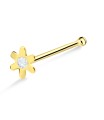 Stone Flower Shaped Silver Bone Nose Stud NSKD-373